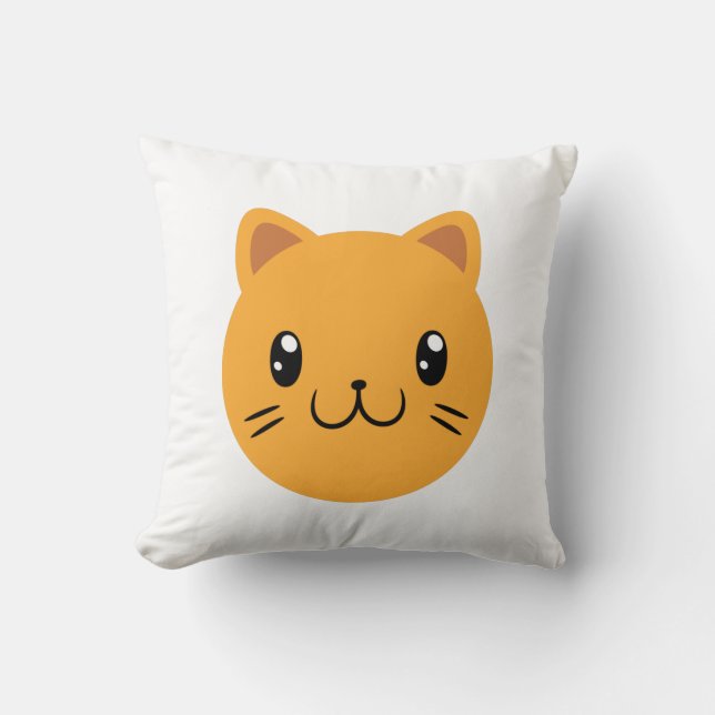 Cute Cat Throw Pillow (Front)