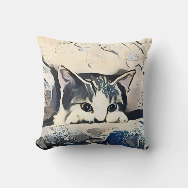 Cute cat throw pillow (Front)