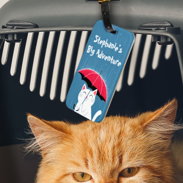 Cute Cat Travel with Contact Details Luggage Tag (Creator Uploaded)