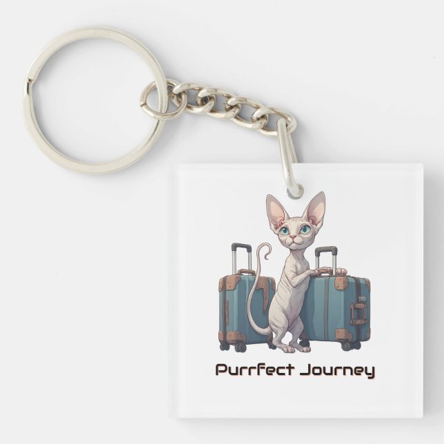 Cute Cat Traveller – Gift for Cat Lovers Keychain (Front)