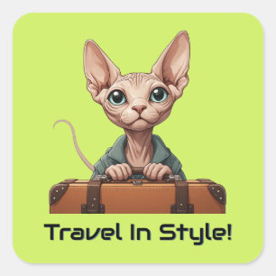 Cute Cat Traveller – Gift for Cat Lovers Square Sticker