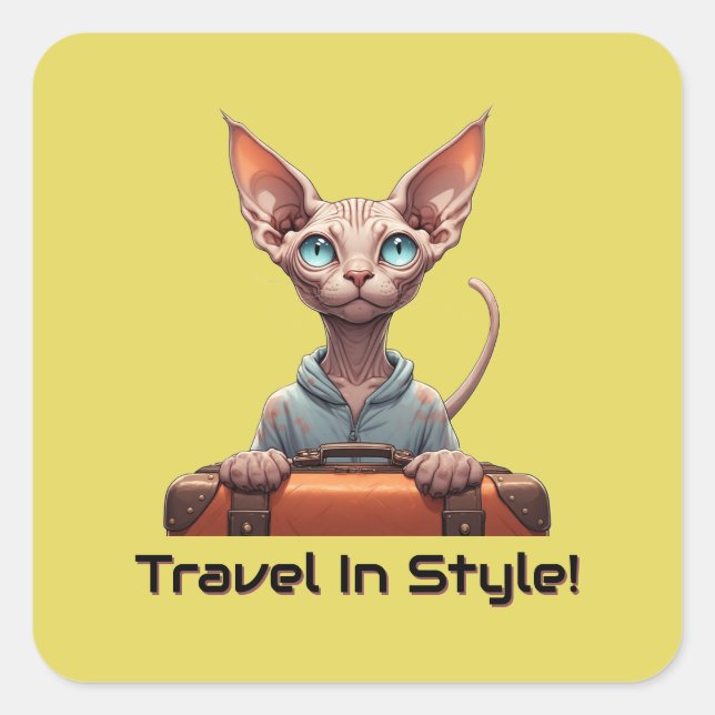 Cute Cat Traveller – Gift for Cat Lovers Square Sticker (Front)