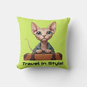 Cute Cat Traveller – Gift for Cat Lovers Throw Pillow