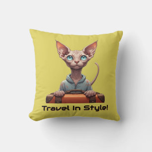 Cute Cat Traveller – Gift for Cat Lovers Throw Pillow