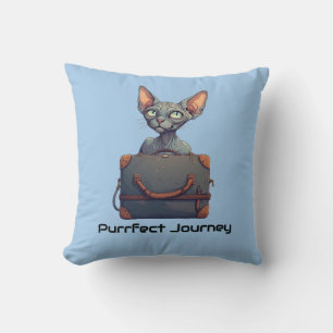 Cute Cat Traveller – Gift for Cat Lovers Throw Pillow