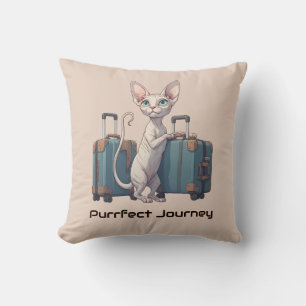 Cute Cat Traveller – Gift for Cat Lovers Throw Pillow