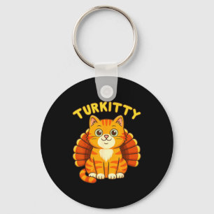 Cute Cat Turkey Funny Thanksgiving For Men Women K Keychain
