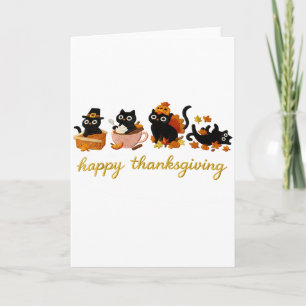 Cute Cat Turkey Happy Thanksgiving Fall Meowy Cat  Card