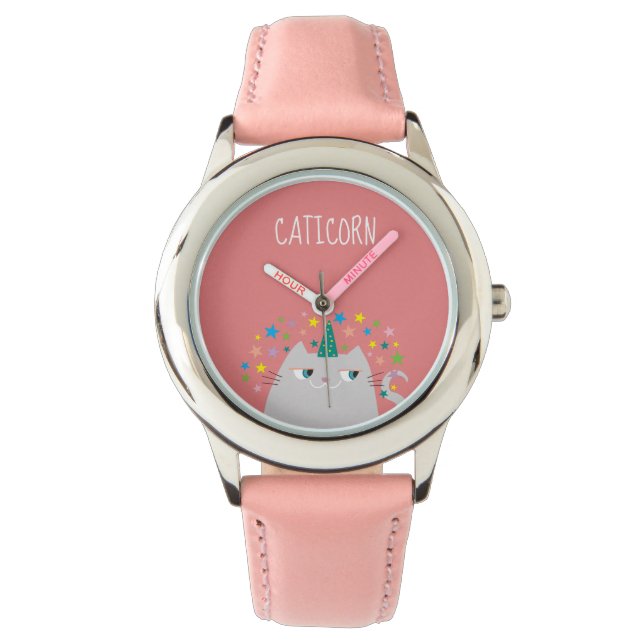 Cute Cat Unicorn Pink Watch (Front)