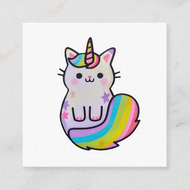 Cute cat unicorn rainbow enclosure card (Front)