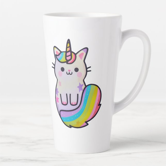Cute cat unicorn rainbow latte mug (Right)