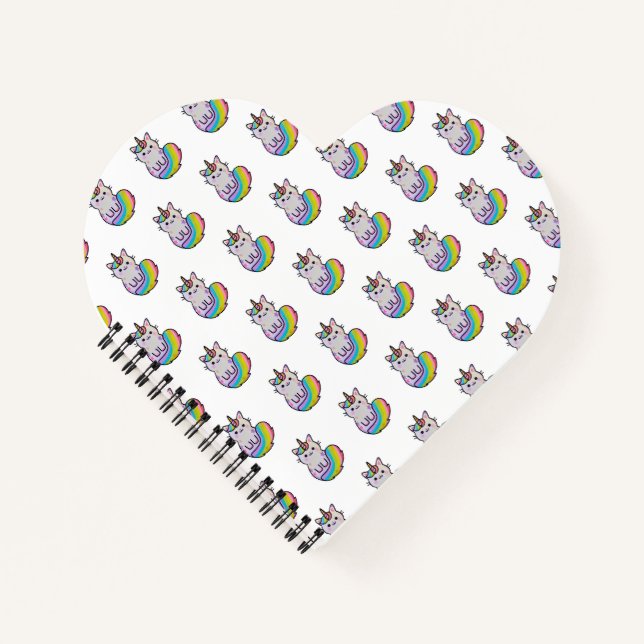 Cute cat unicorn rainbow notebook (Front)