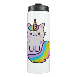 Cute cat unicorn rainbow thermal tumbler