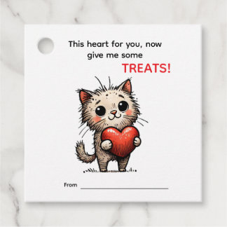 Cute Cat Valentine Card Favour Tags