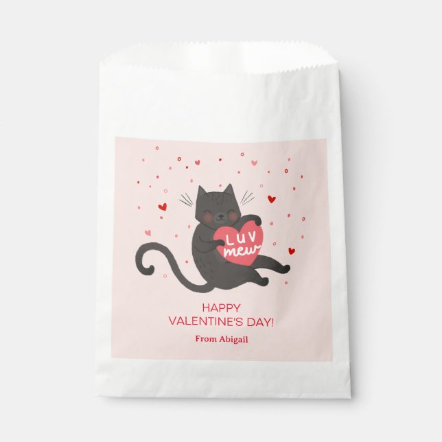 Cute Cat Valentine Favour Bag (Front)