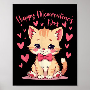 Cute Cat Valentines Day For Girls Kitty Funny Girl Poster