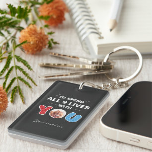 Cute Cat Valentine's Day Pet Photo Custom  Keychain