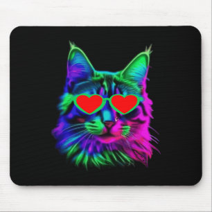 Cute Cat Valentines Day Sungles Heart Kitty Love K Mouse Pad