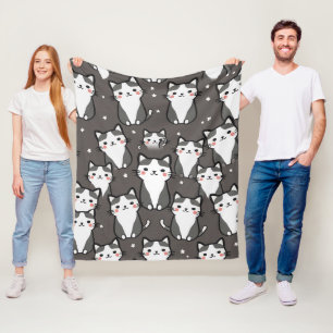 Cute Cat Vibes Fleece Blanket