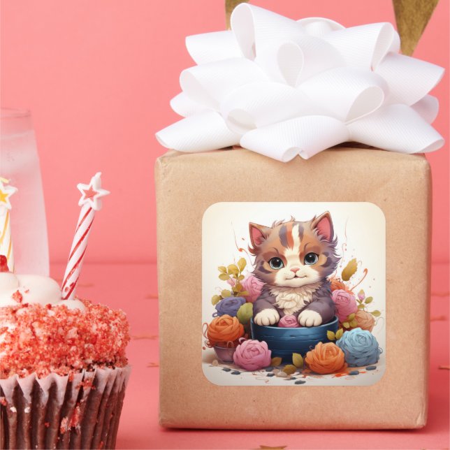 Cute cat vintage sticker (Party)