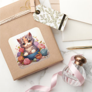 Cute cat vintage sticker