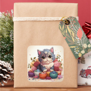 Cute cat vintage sticker