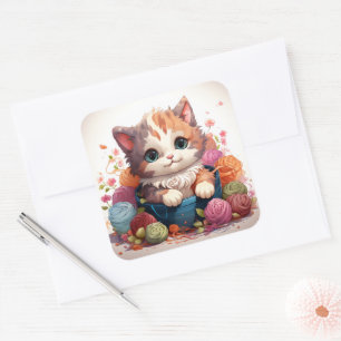 Cute cat vintage sticker