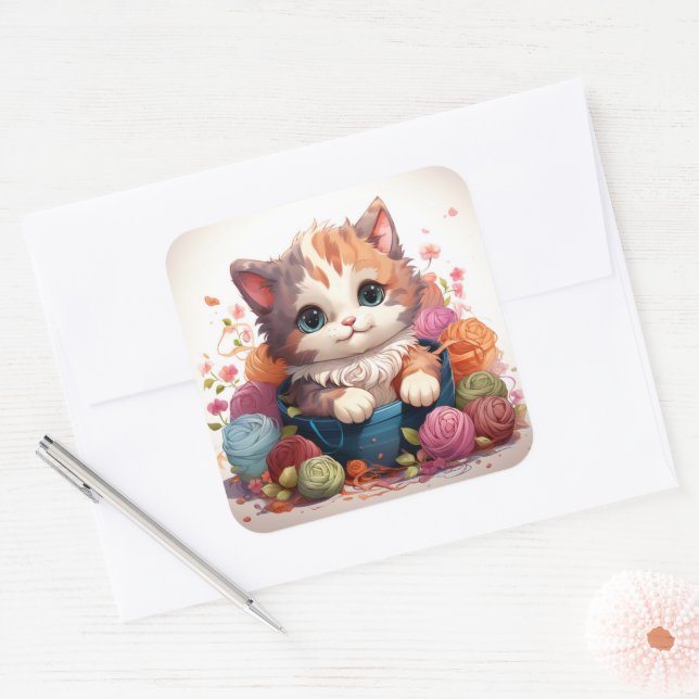 Cute cat vintage sticker (Envelope)