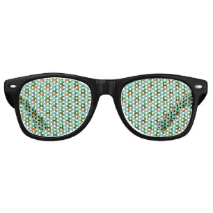Cute Cat w Hat and Shamrock St Patricks's Pattern Retro Sunglasses