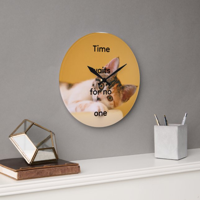 Cute Cat Wall Clock – Time Is Precious Inspiration (Office)