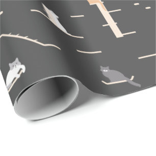 Cute Cat Wall Furniture Birthday Wrapping Paper
