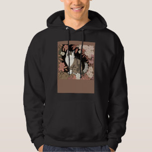 Cute Cat Watercolor Botanical Garden Aesthetic Cat Hoodie