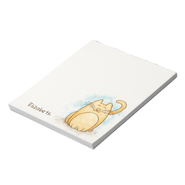 Cute Cat Watercolor Personalize Notepad (Rotated)