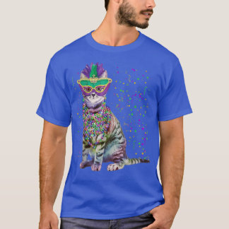 Cute Cat Wearing Carnival Mask Mardi Gras Cat Love T-Shirt