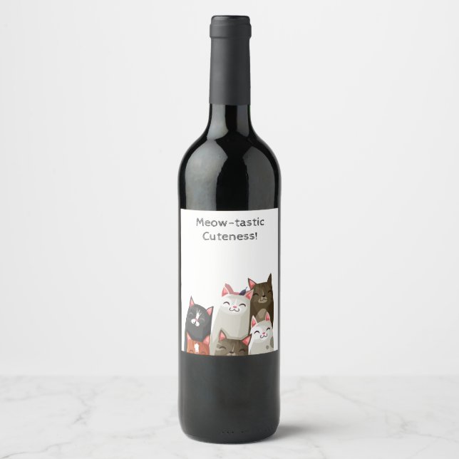 Cute Cat Wine Label (Front)