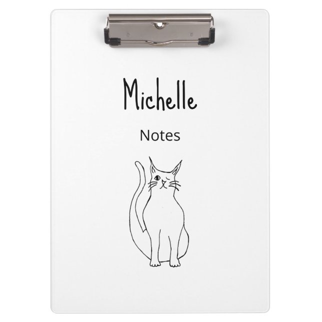 Cute Cat Winking Kitty Cartoon Black White   Clipboard (Front)
