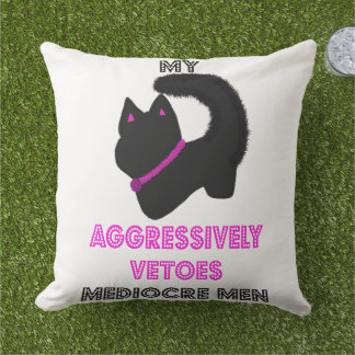 Cute cat with attitude outdoor pillow