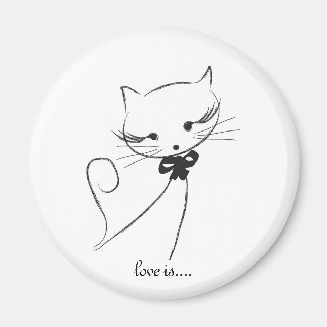 Cute Cat With Bow Magnet (Front)