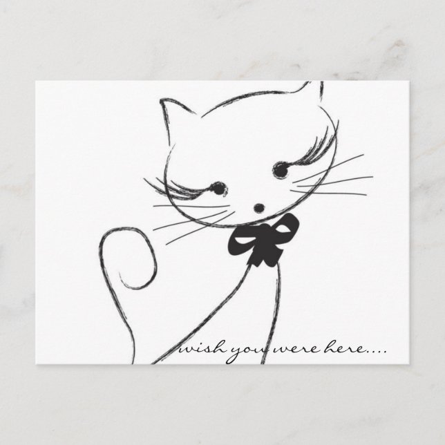 Cute Cat with Bow Postcard (Front)