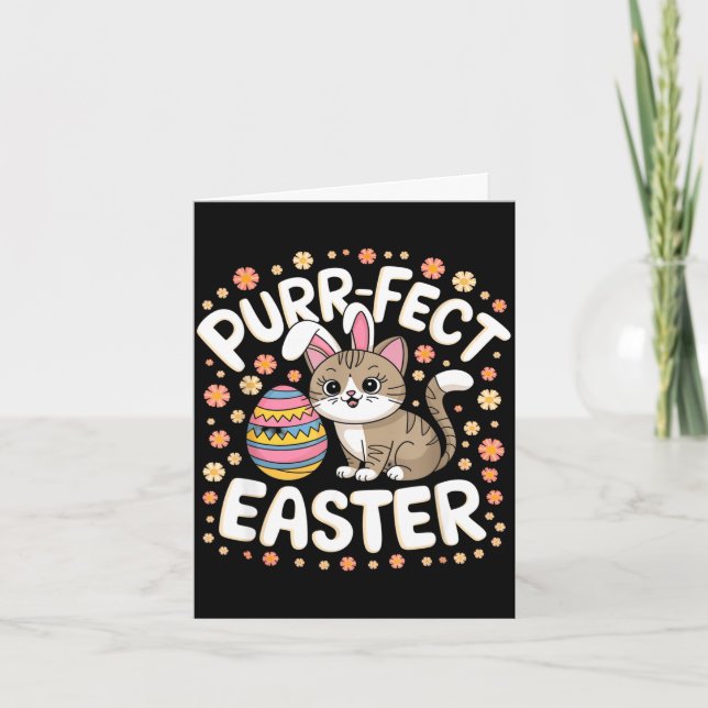 Cute cat with bunny ears fun easter pet loverCute  Card (Front)
