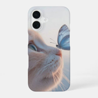 Cute Cat with Butterfly iPhone 16 Cases
