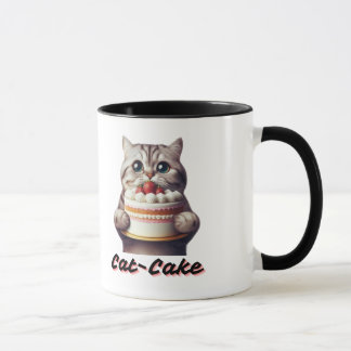 Cute Cat with Cake - Kawaii Animal Foodie Art Mug