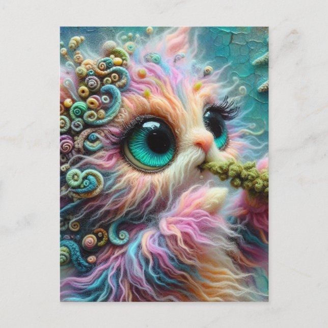 Cute Cat with Catnip Postcard (Front)