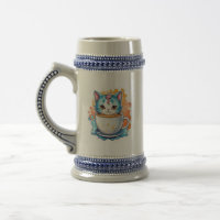 Cute Cat With Coffee Mug Cartoon Design-94678