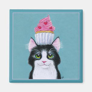 Cute Cat with Cupcake magnet