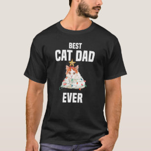 Cute cat with fairy lights Best Cat Dad Ever T-Shirt