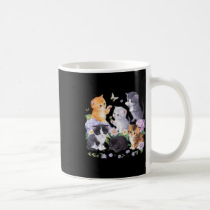 Cute Cat With Flowers For Cat Lovers Girl Women Coffee Mug