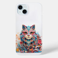 Cute Cat with flowers Paper Cutout