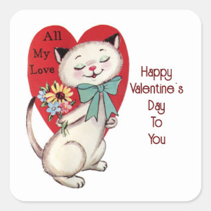 Cute Cat With Flowers Sticker