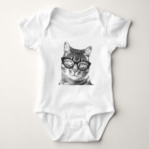 Cute cat with glasses baby tutu bodysuit creeper